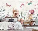 Festett pillangó és virág mintás akvarell stílusú poszter tapéta 368x254 vlies