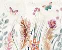 Festett pillangó és virág mintás akvarell stílusú poszter tapéta 368x254 vlies