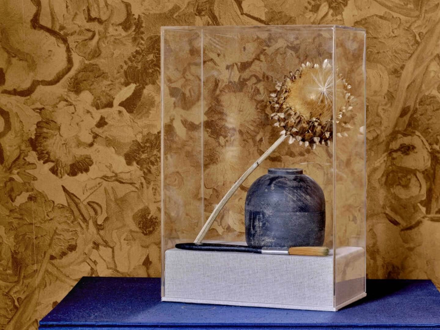 Festett Van Gogh virág mintás design tapéta zöldes kék színben