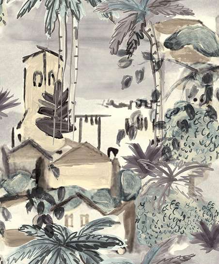 Festmény hatású design tapéta mediterrán táj mintával