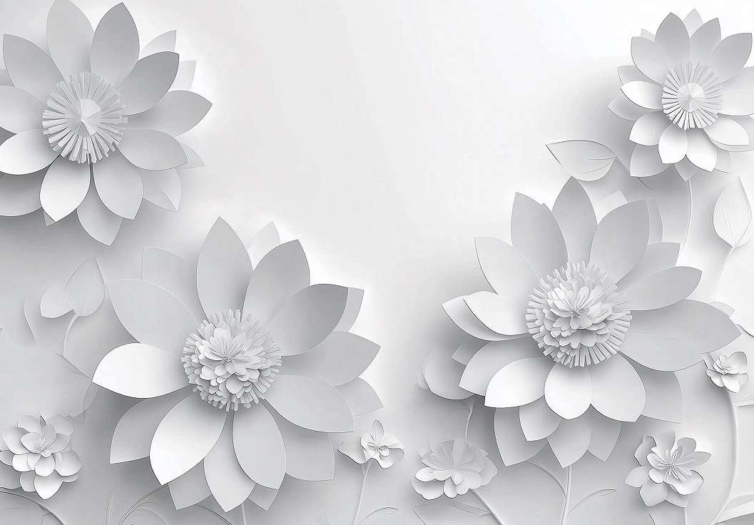 Fotótapéta 3D hatású fehér hatalmas virág mintával 368x254 vlies