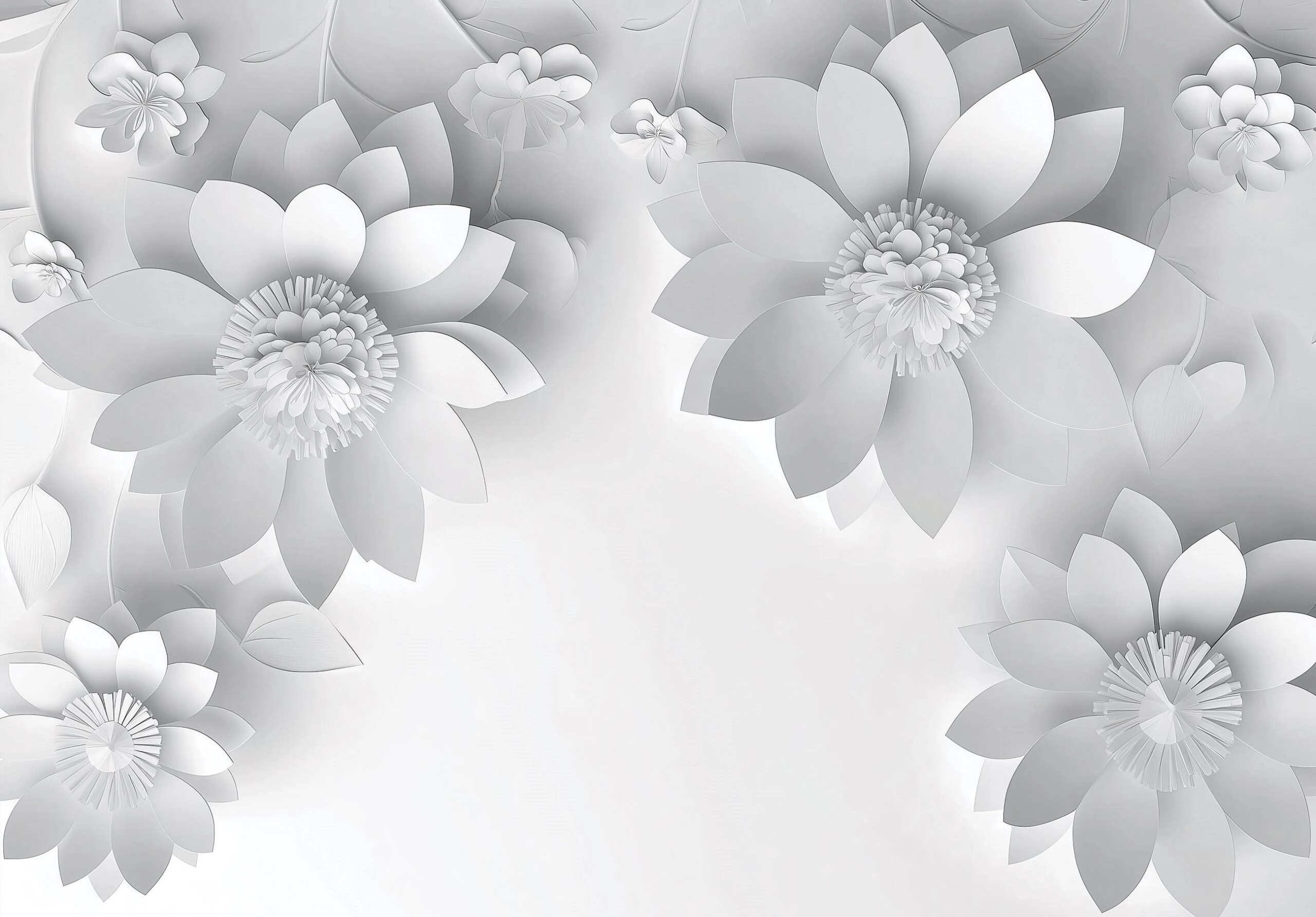 Fotótapéta 3D hatású fehér hatalmas virág mintával 368x254 vlies