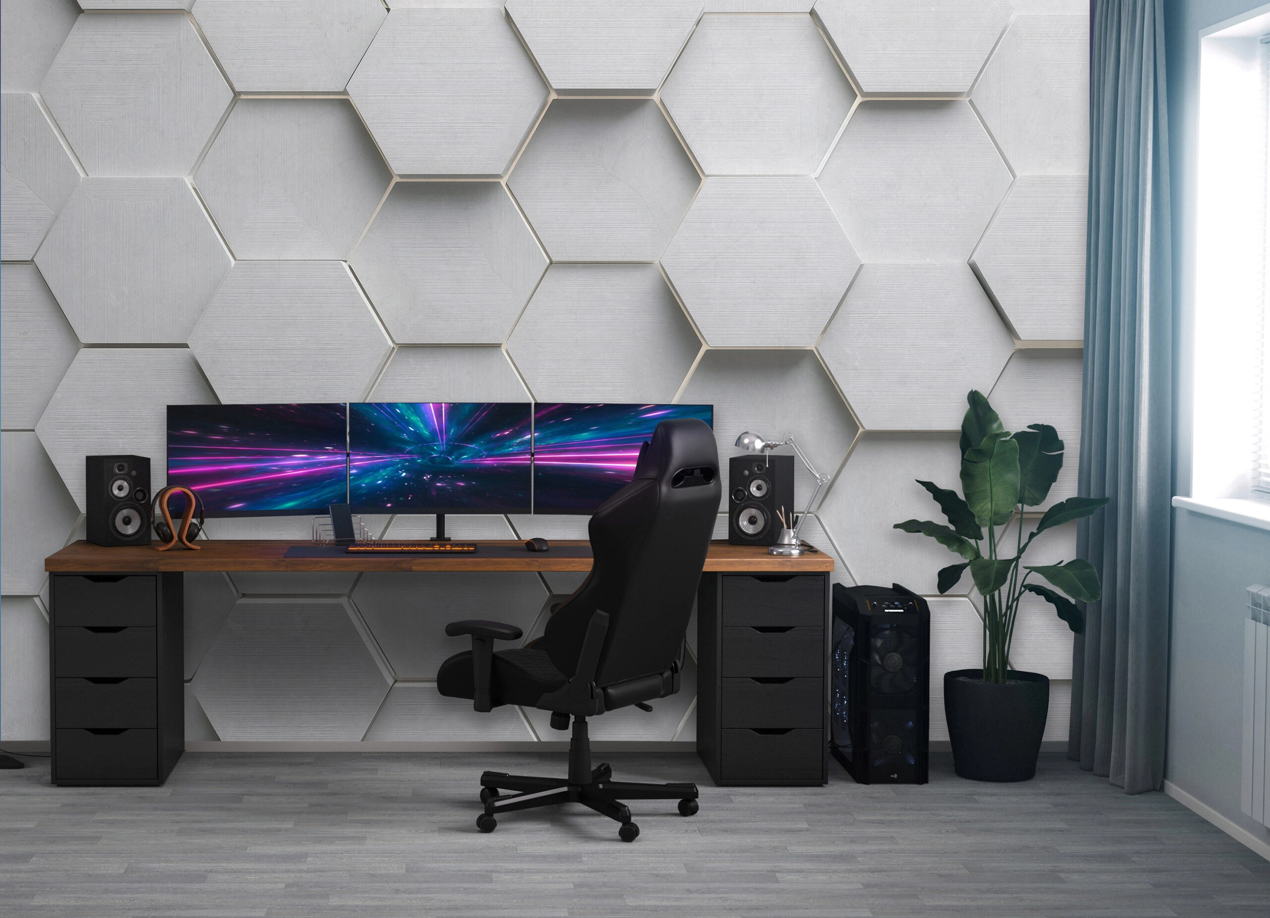 Fotótapéta 3D hatású hatszög mintával 368x254 vlies