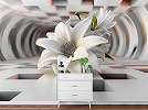 Absztrakt geometriai tér közepén egy óriás liliommal fotótapéta 368x254 vlies