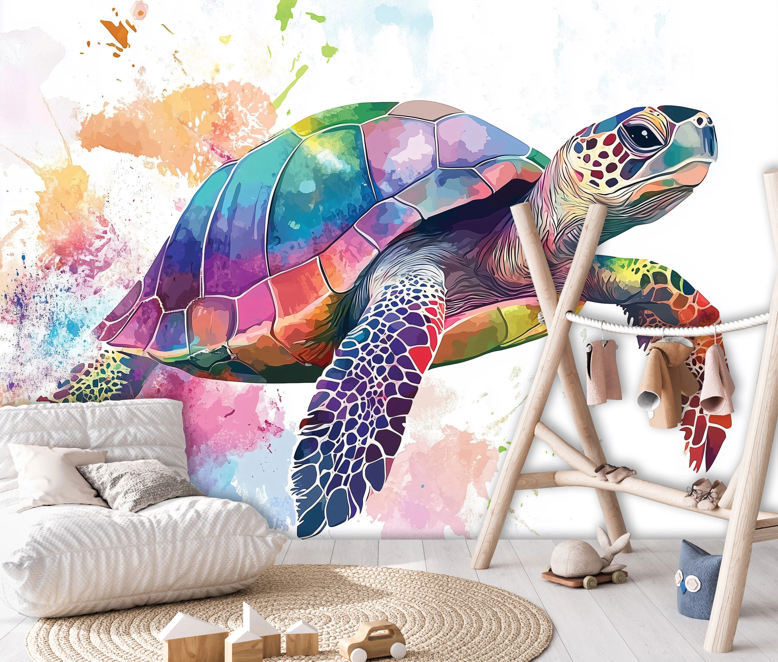 Fotótapéta akvarel stílusu festett tengeriteknős minta 368x254 vlies
