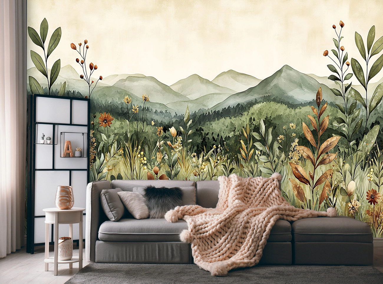 Fotótapéta akvarell mezei virág tájkép mintával 312x219 vlies