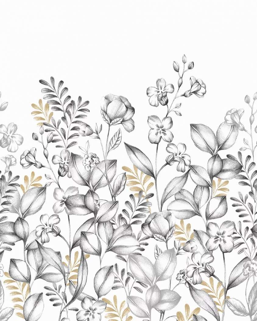 Fotótapéta arany-fekete virágoskert mintával 200 cm x 250 cm