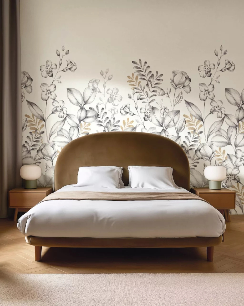 Fotótapéta arany-fekete virágoskert mintával 200 cm x 250 cm