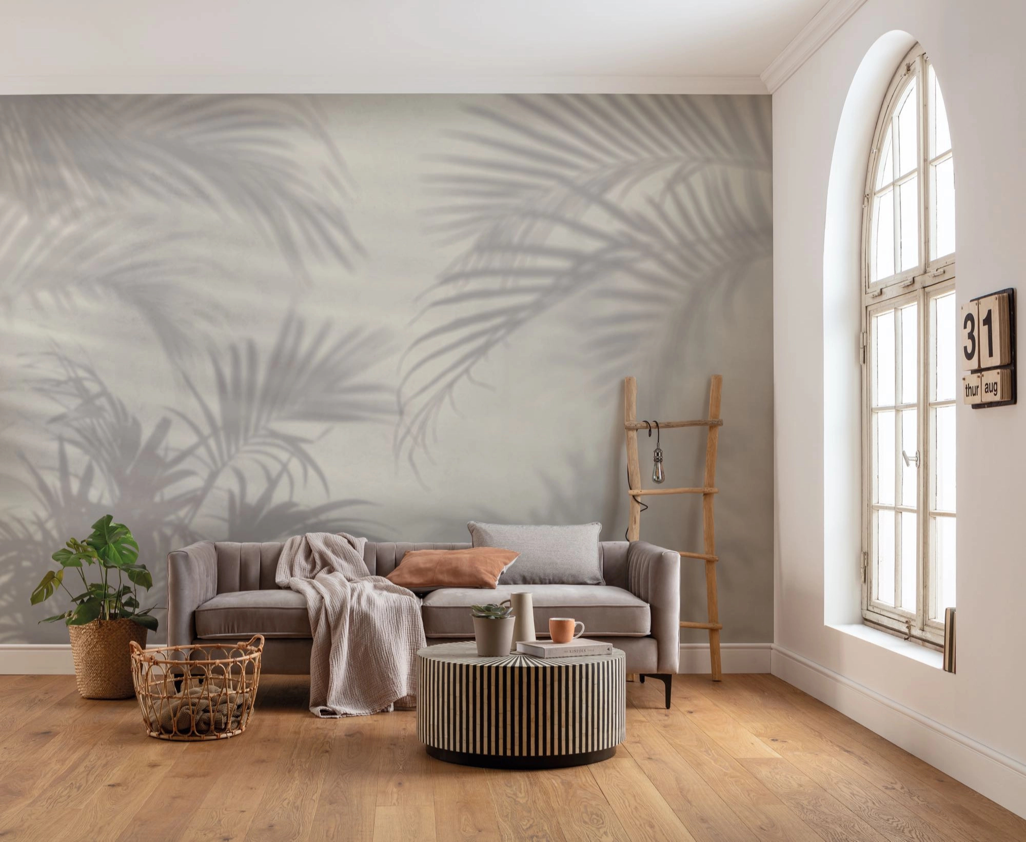 Fotótapéta árnyékot vető pálmalevél mintával