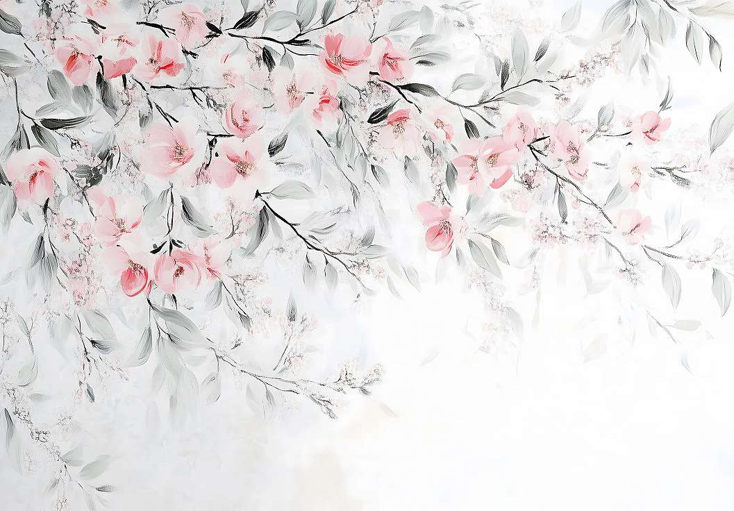 Fotótapéta barack faág mintával fehér háttérrel 368x254 vlies