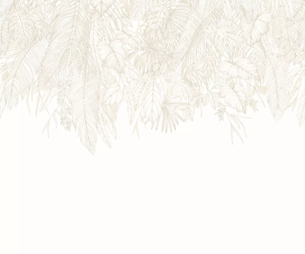 Fotótapéta beige csüngő levél mintával 300 cm x 250 cm