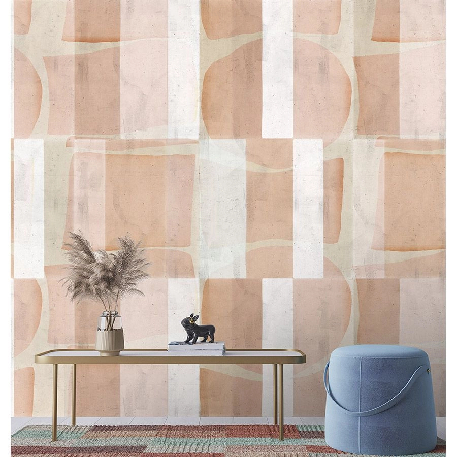 Fotótapéta beige, narancs geometria mintával modern stílusban