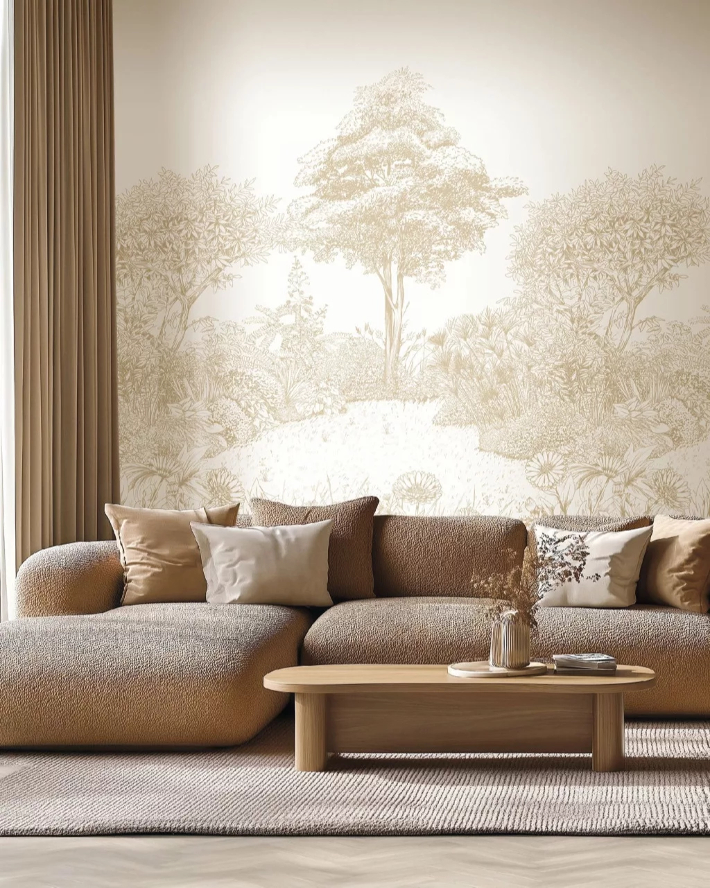 Fotótapéta beige virágoskert mintával 200 cm x 250 cm