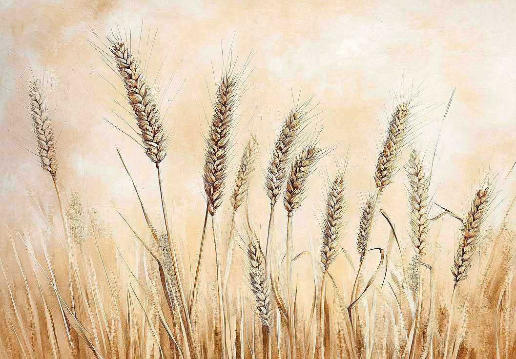 Fotótapéta búzakalászokkal aranysárga és homok barna színekkel 368x254 vlies