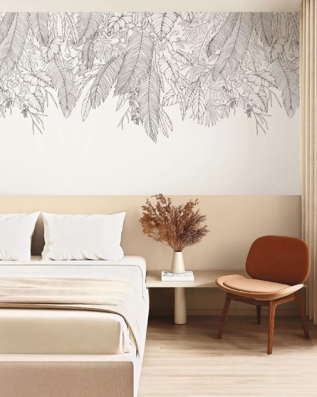 Fotótapéta csüngő levél mintával 300 cm x 250 cm