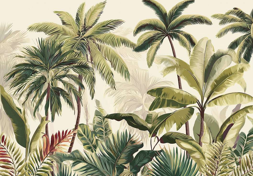 Fotótapéta dzsungel mintával beige háttérrel 368x254 vlies