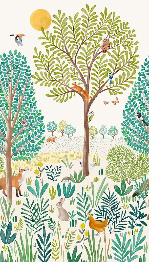 Fotótapéta erdei állat mintával gyerekszobába