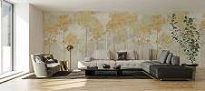 Fotótapéta erdei fa mintával aranysárga színben