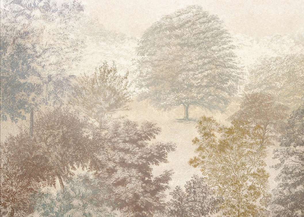 Fotótapéta erdei tájkép mintával vintage stílusban