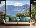 Fotótapéta erkély kilátás hegyekkel körül ölelt öbölre mintával 368x254 vlies