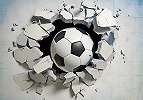 Fotótapéta falat áttörő nagy futballabda mintával 368x254 vlies