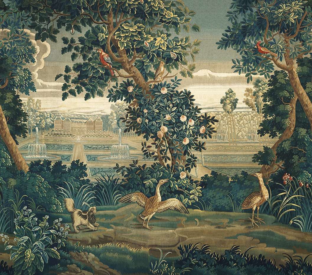 Fotótapéta faliszőttes hatású erdei tájkép mintával