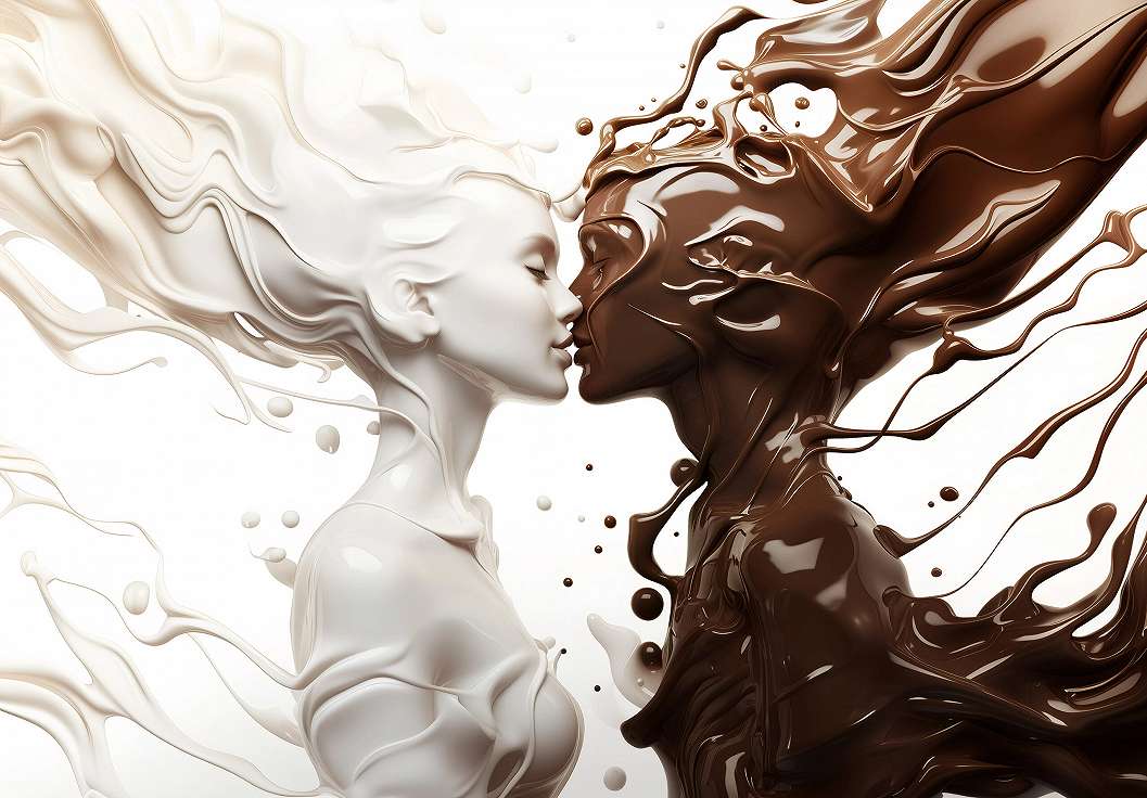 Fotótapéta fehér és barna folyékony női portrék mintával 368x254 vlies