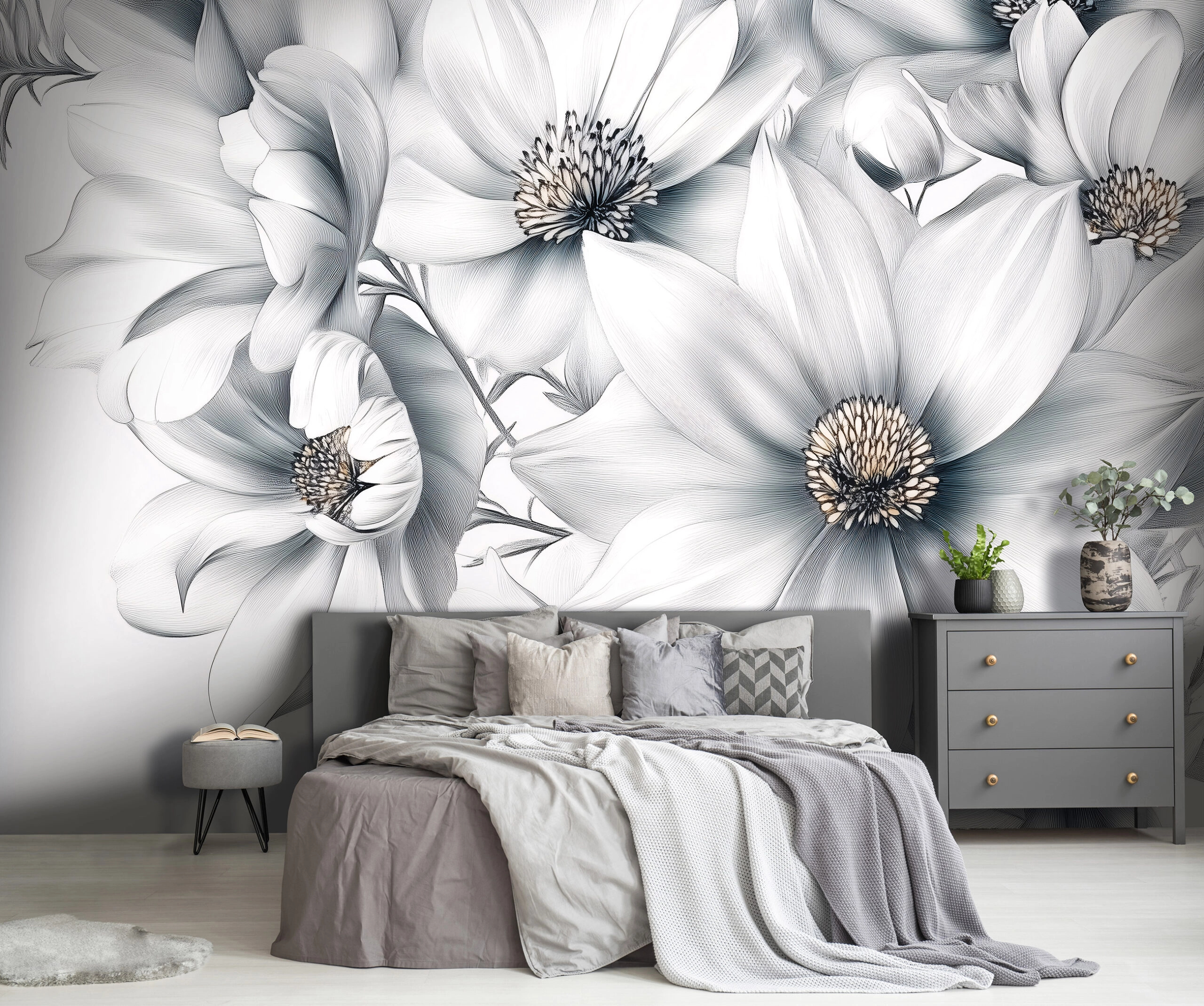 Fotótapéta fehér virág mintával 368x254 vlies