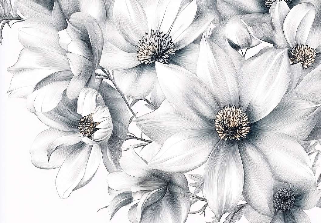 Fotótapéta fehér virág mintával