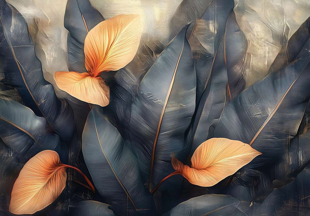 Fotótapéta fekete és narancs levelek mintával 368x254 vlies