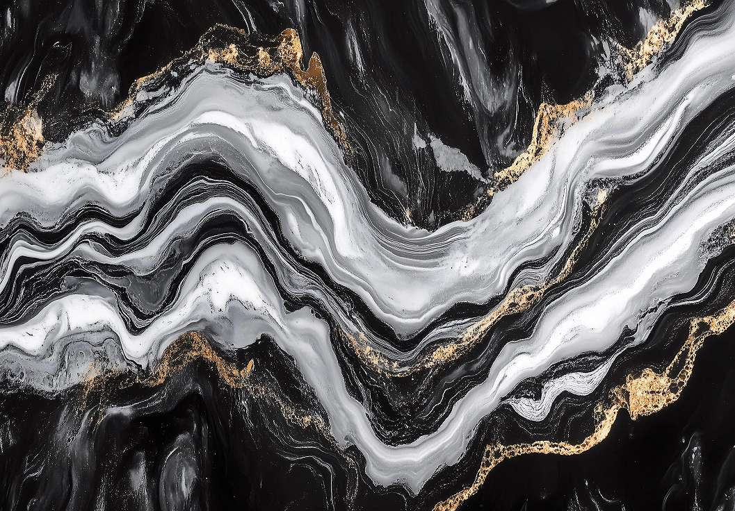 Fotótapéta fekete, fehér és arany színes márvány mintás 368x254 vlies