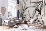 Fotótapéta fekete fehér színben óriás stilizált pálma leveles mintával 368x254 vlies