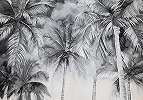 Fotótapéta feketefehér trópusi pála mintás 368x254 vlies