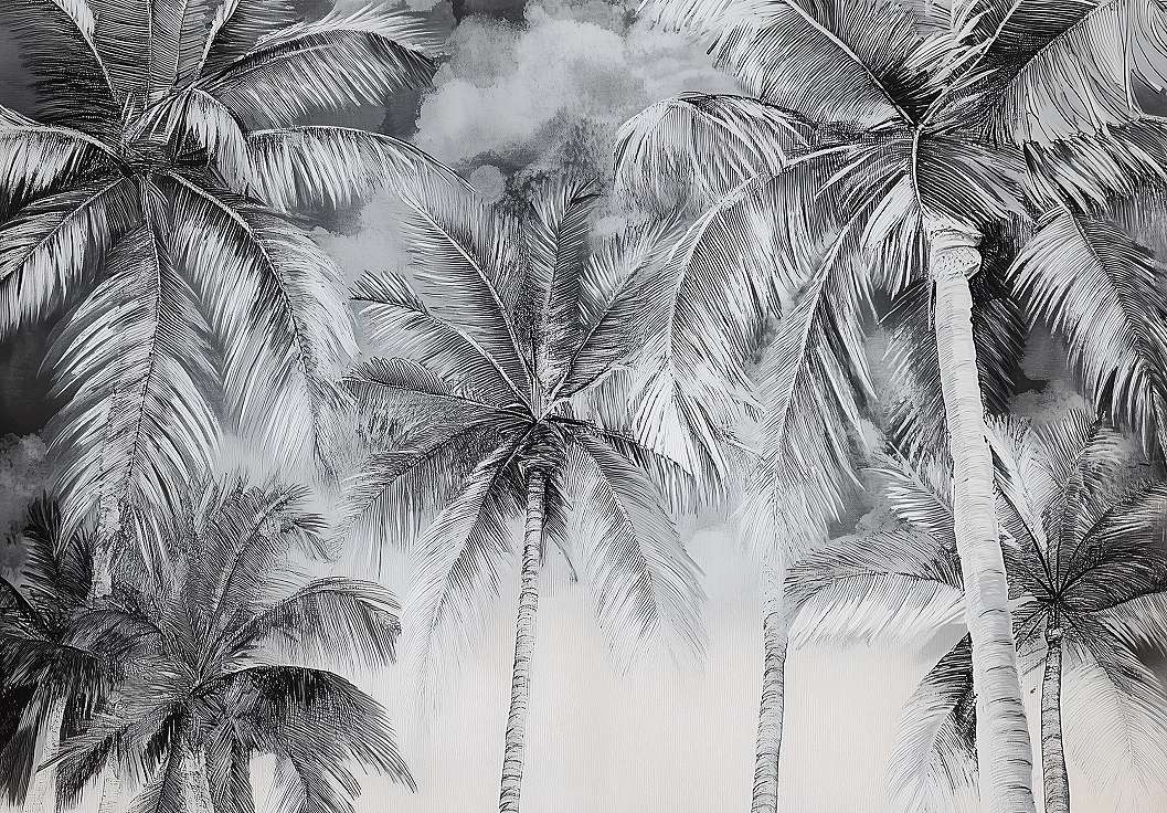 Fotótapéta feketefehér trópusi pálma mintás 368x254 vlies