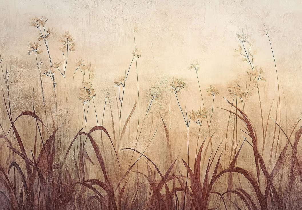 Fotótapéta festett bordó és barna nádas mintával 368x254 vlies