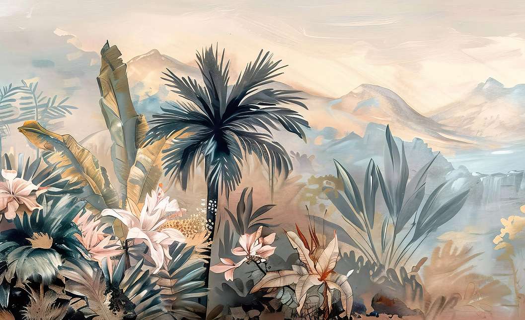 Fotótapéta festett hatású trópusi erdő mintával 368x254 vlies