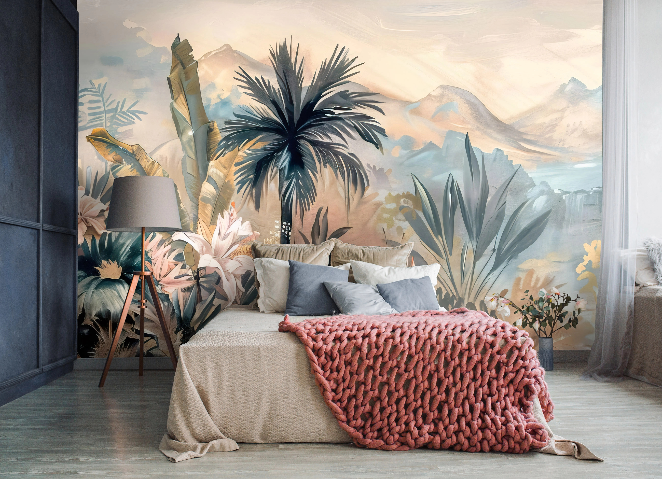 Fotótapéta festett hatású trópusi erdő mintával 368x254 vlies