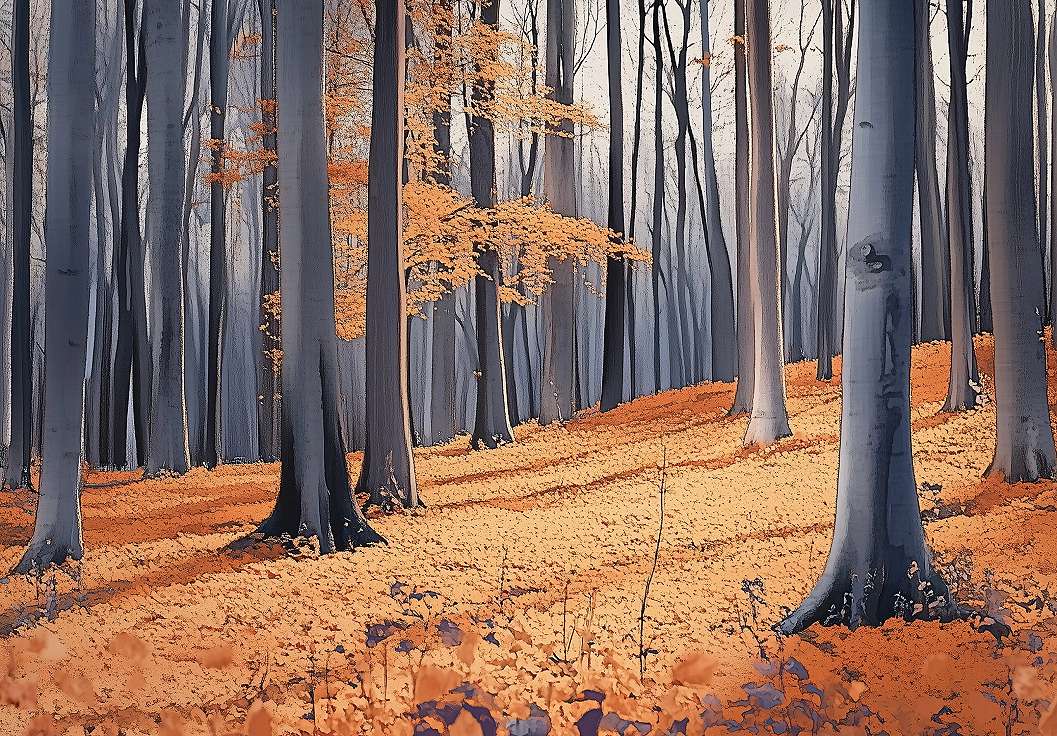 Fotótapéta festett őszi erdő