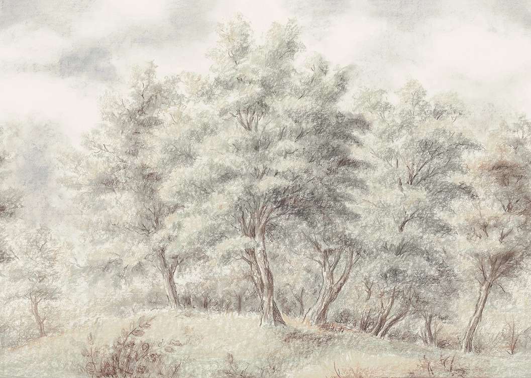 Fotótapéta festői erdei fás mintával