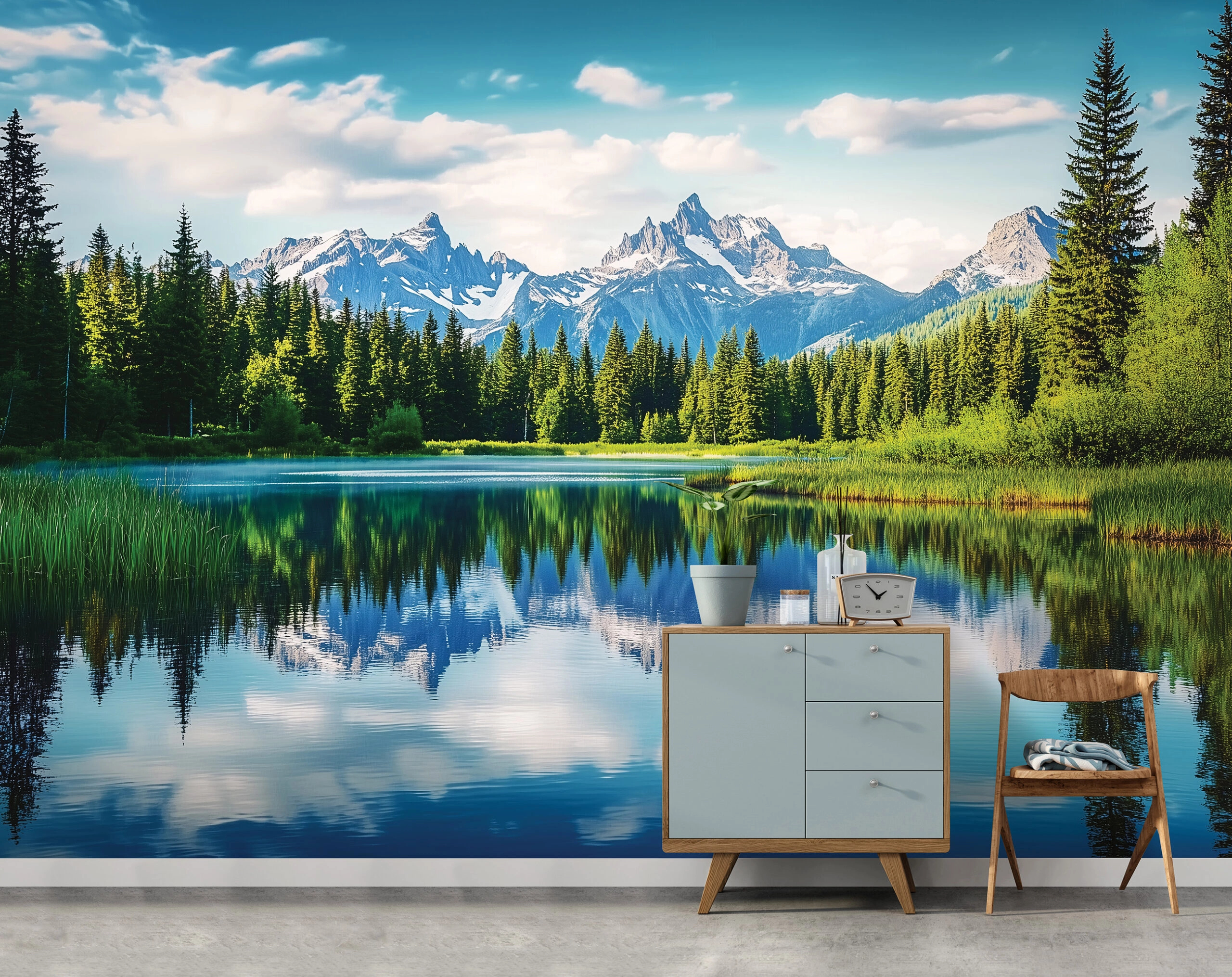 Fotótapéta folyó a hegyek között mintával 368x254 vlies