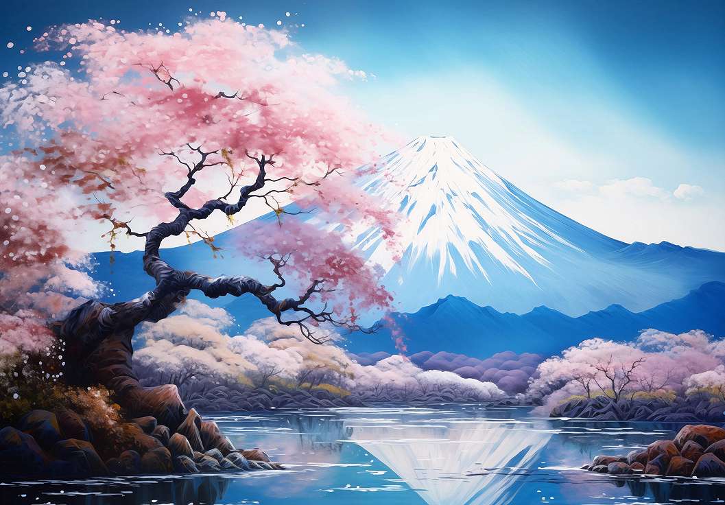 Fotótapéta Fudzsi és cseresznyefa mintával 368x254 vlies