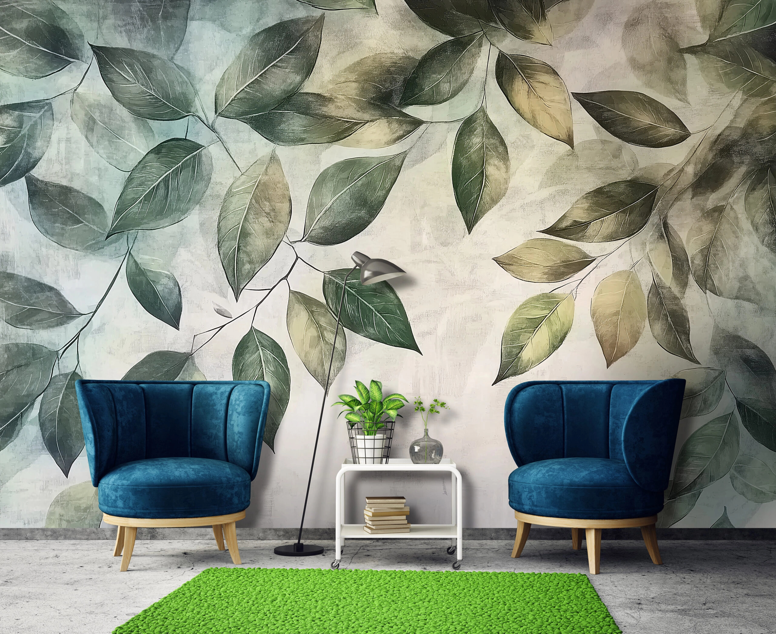 Fotótapéta függő leveles faág mintával 368x254 vlies