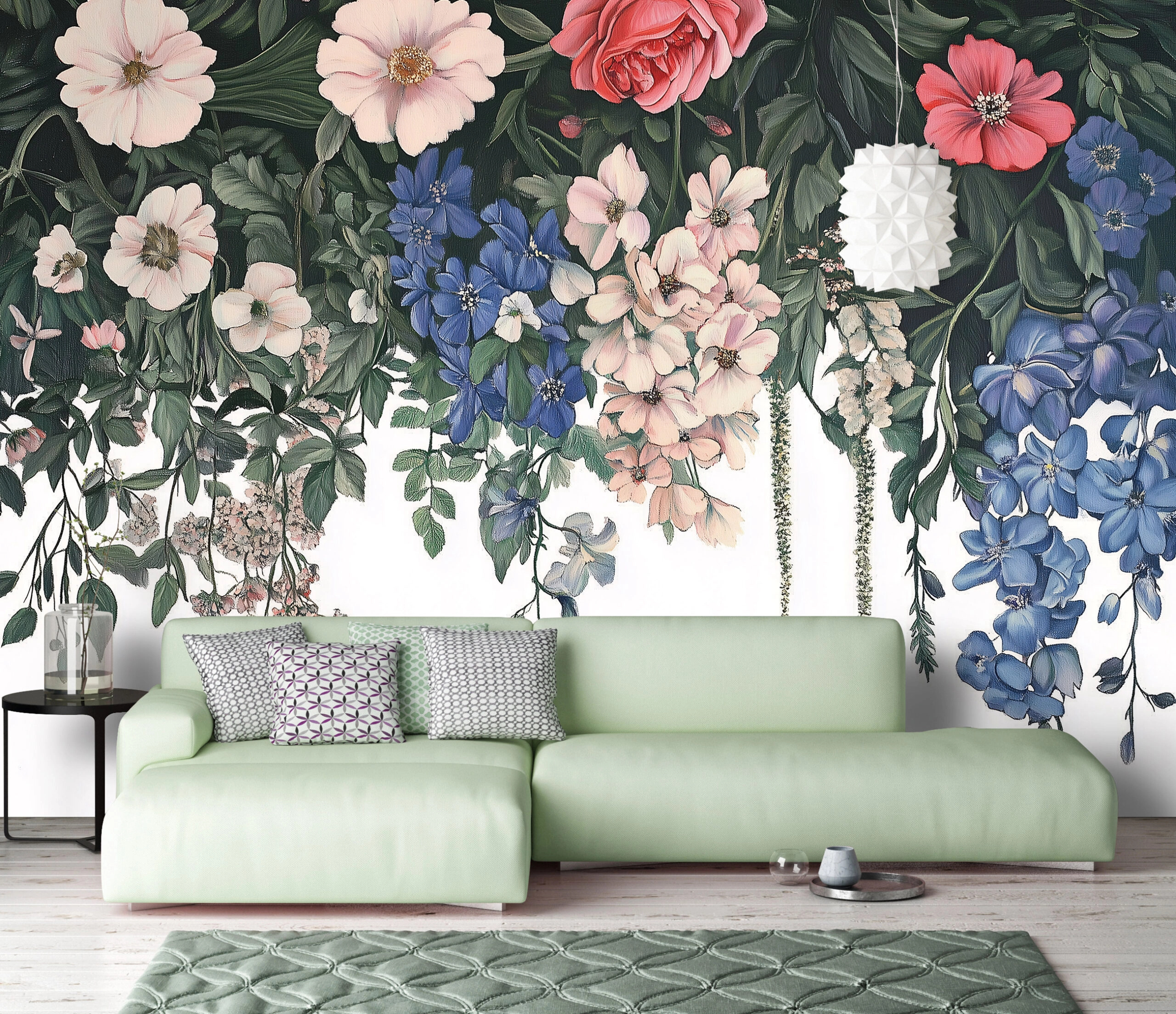 Fotótapéta függő virágok és levelek mintával 368x254 vlies