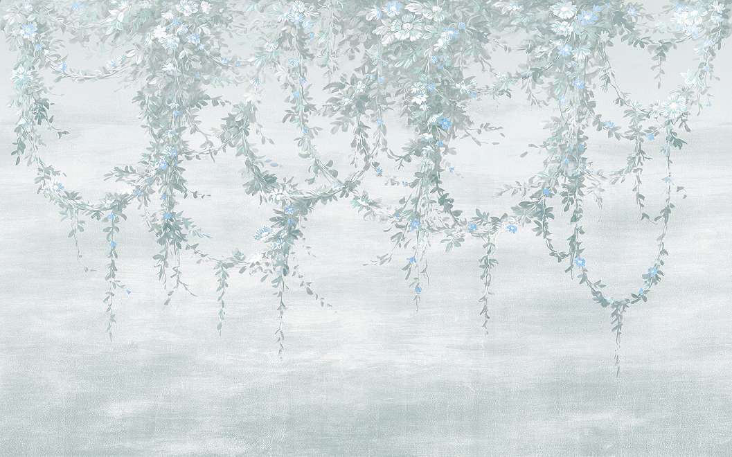 Fotótapéta függőkert mintával kacsatojáskék színben