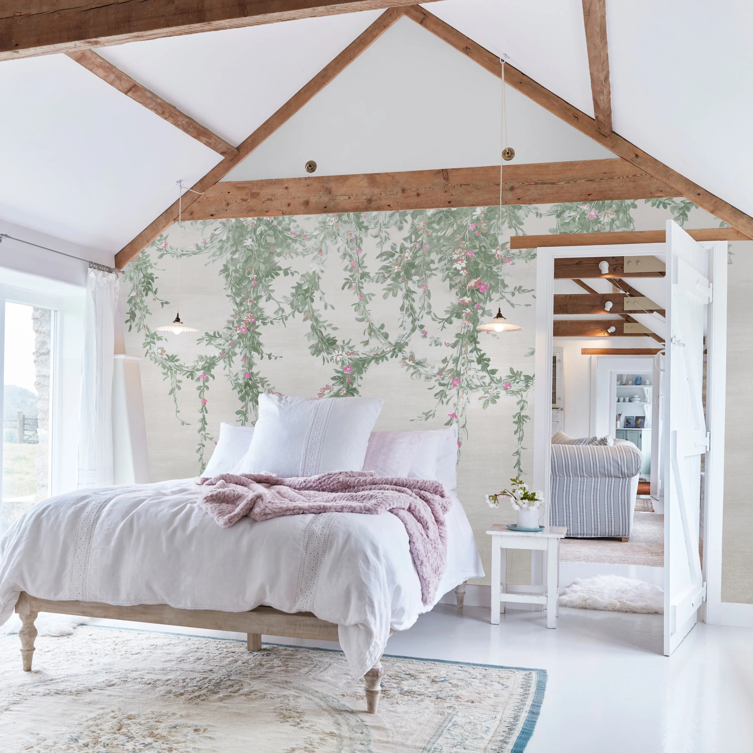 Fotótapéta függőkert mintával pasztel színben