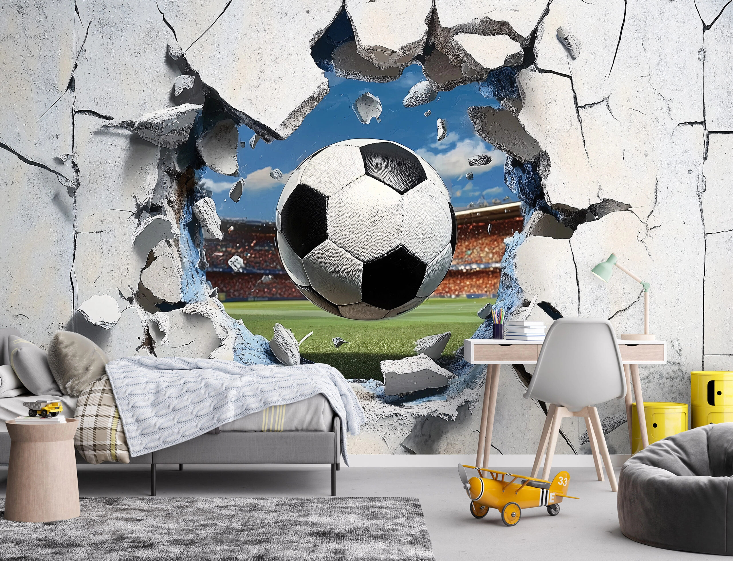 Fotótapéta futballabda áttöri a falat mintával 368x254 vlies