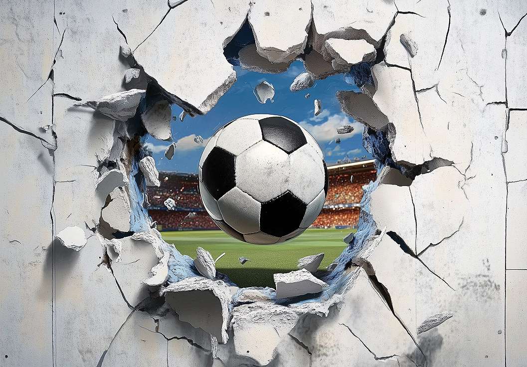 Fotótapéta futballabda áttöri a falat mintával 368x254 vlies
