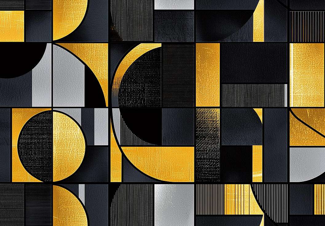 Fotótapéta geometrikus absztrakt minta arany és fekete színben 368x254 vlies
