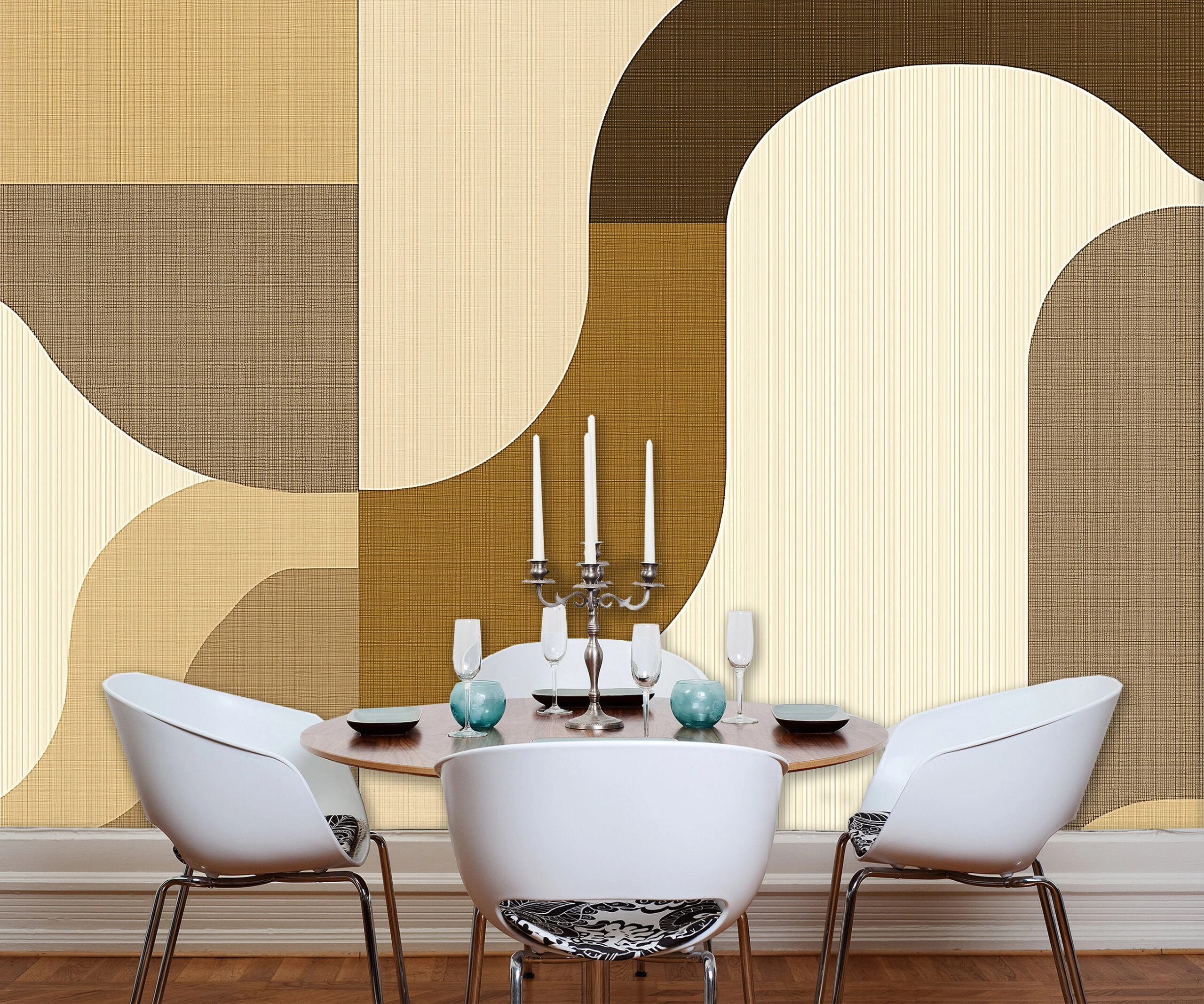 Fotótapéta geometrikus absztrakt mintával beige és barna színben 368x254 vlies