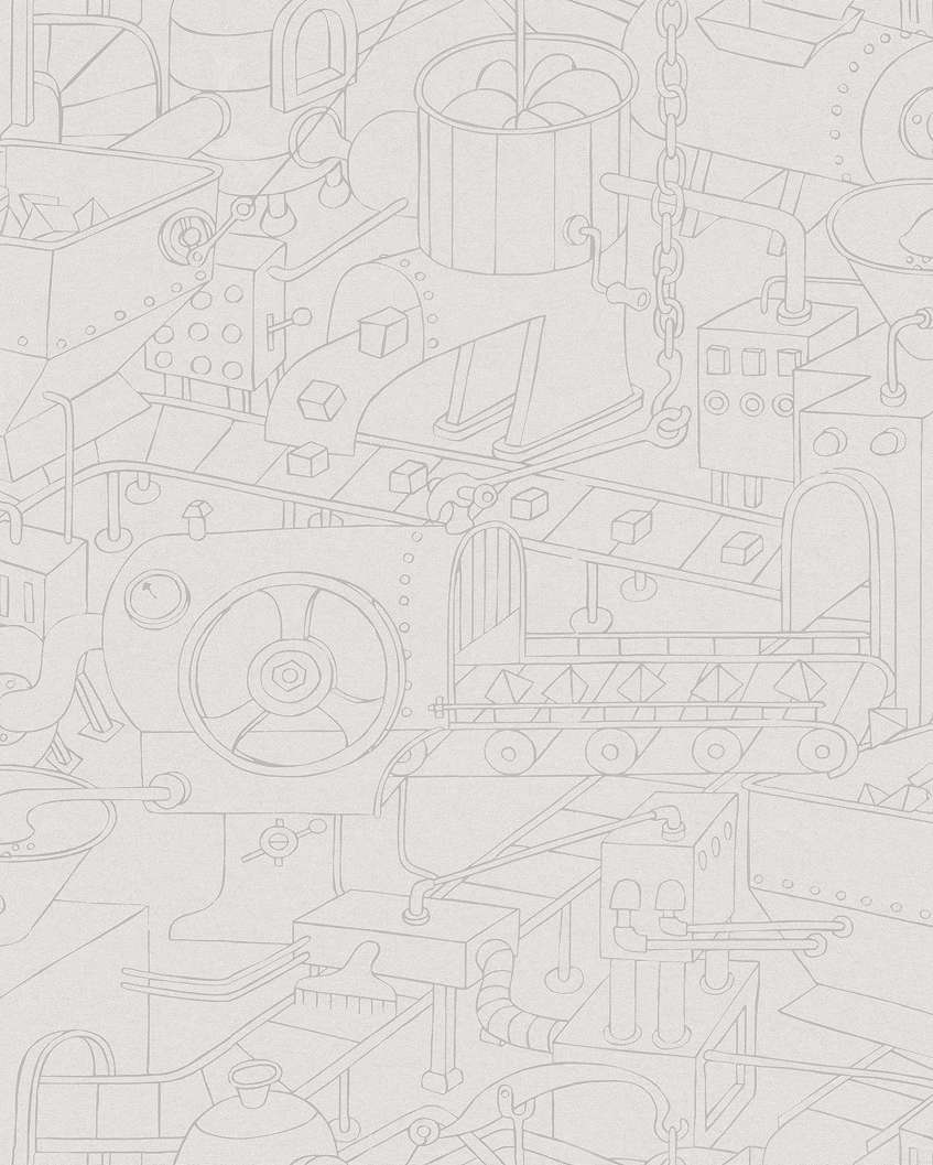 Fotótapéta gyerekszobába rajzolt vicces gépek mintával